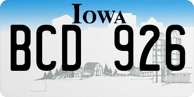 IA license plate BCD926