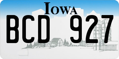 IA license plate BCD927