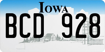 IA license plate BCD928
