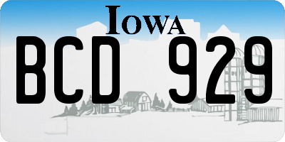IA license plate BCD929