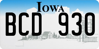 IA license plate BCD930