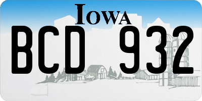 IA license plate BCD932