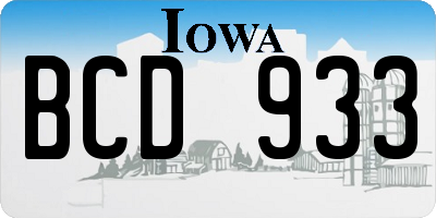 IA license plate BCD933