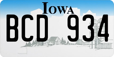 IA license plate BCD934