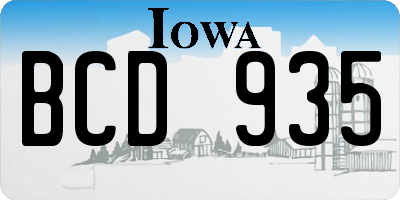IA license plate BCD935