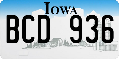 IA license plate BCD936