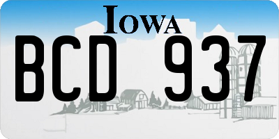 IA license plate BCD937