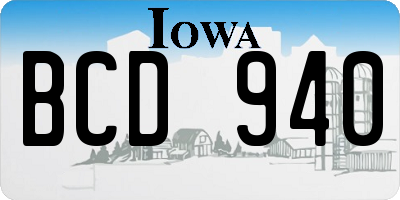 IA license plate BCD940