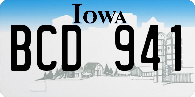 IA license plate BCD941