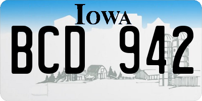 IA license plate BCD942