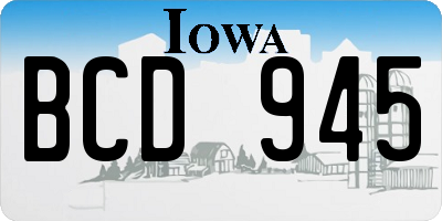 IA license plate BCD945