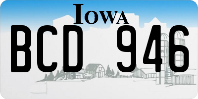 IA license plate BCD946