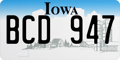 IA license plate BCD947