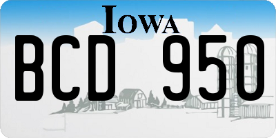 IA license plate BCD950