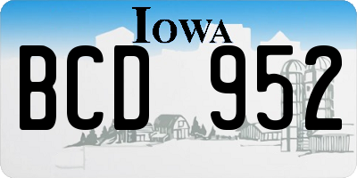 IA license plate BCD952