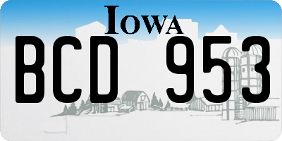 IA license plate BCD953