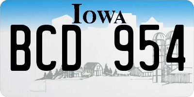 IA license plate BCD954
