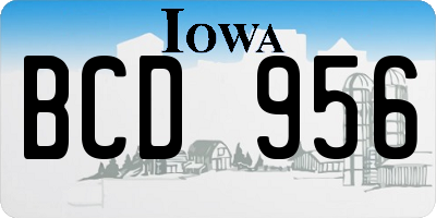 IA license plate BCD956