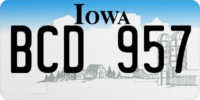 IA license plate BCD957