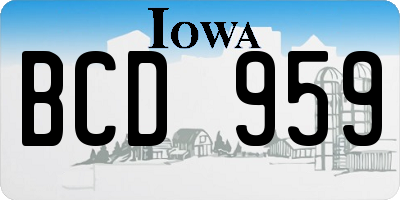 IA license plate BCD959