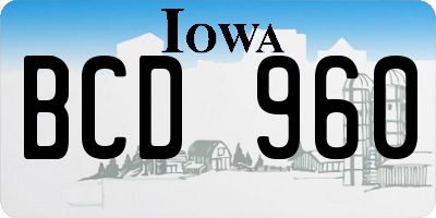 IA license plate BCD960