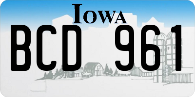 IA license plate BCD961