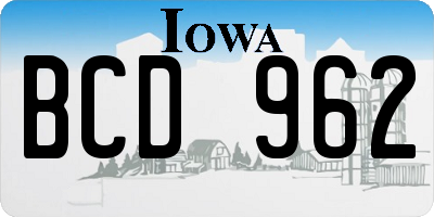 IA license plate BCD962