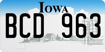 IA license plate BCD963