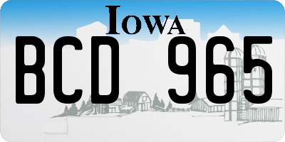 IA license plate BCD965