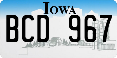 IA license plate BCD967