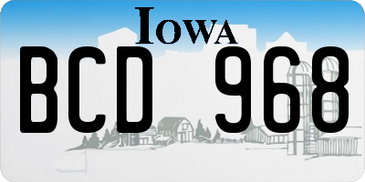 IA license plate BCD968