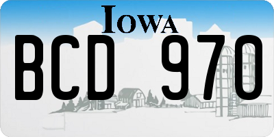 IA license plate BCD970