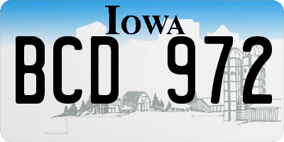 IA license plate BCD972