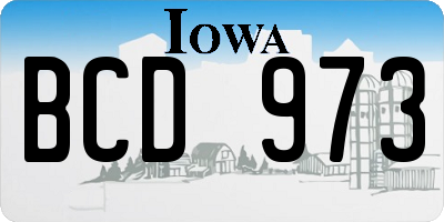 IA license plate BCD973