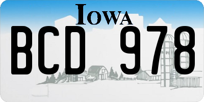 IA license plate BCD978