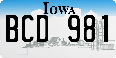 IA license plate BCD981