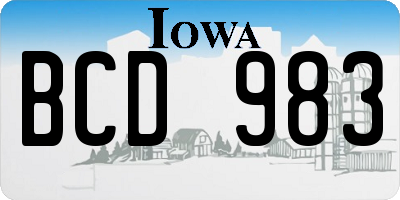IA license plate BCD983