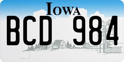 IA license plate BCD984