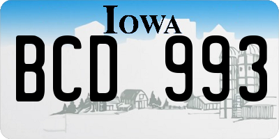 IA license plate BCD993