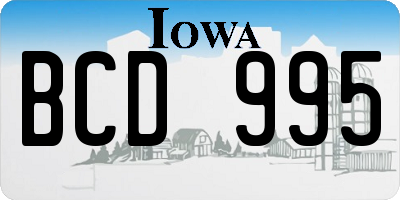 IA license plate BCD995
