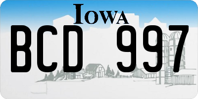 IA license plate BCD997