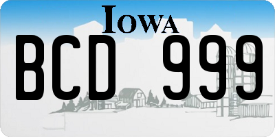 IA license plate BCD999