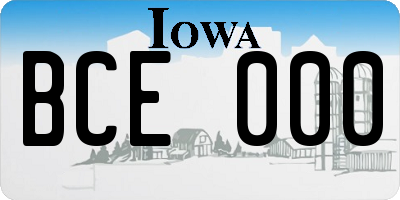 IA license plate BCE000