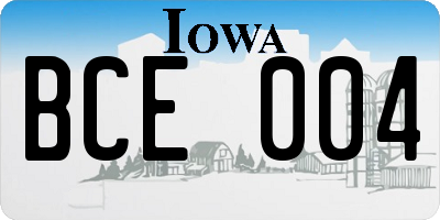 IA license plate BCE004