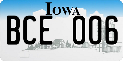 IA license plate BCE006