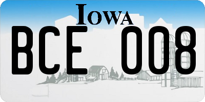 IA license plate BCE008