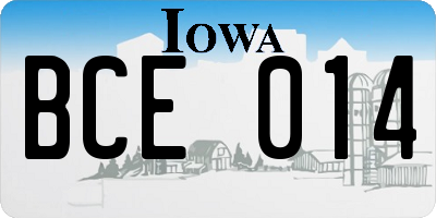 IA license plate BCE014