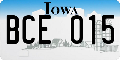 IA license plate BCE015