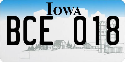 IA license plate BCE018