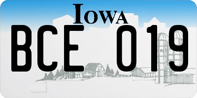 IA license plate BCE019